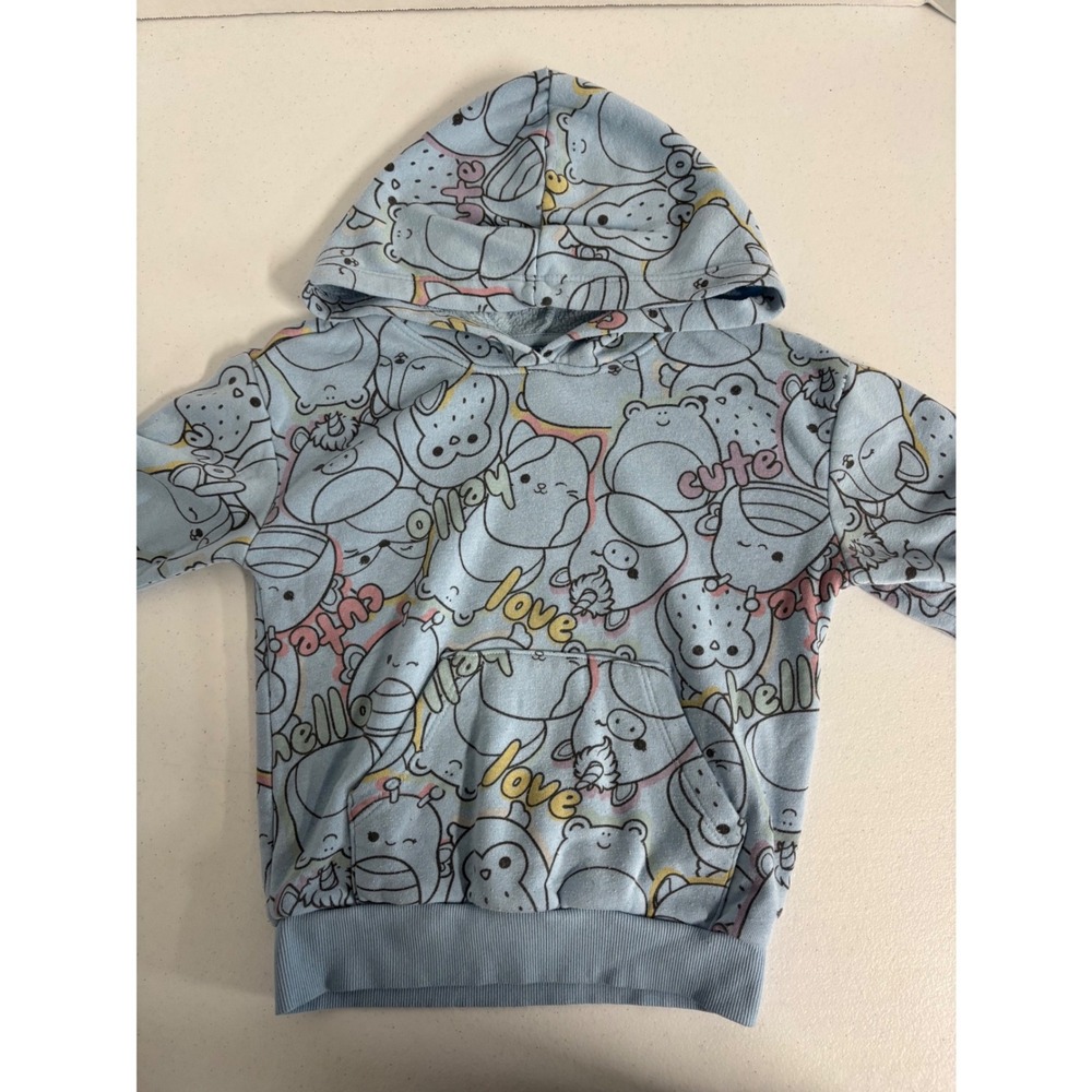 Squishmallows Kids Fleece Hoodie Light Blue All Over Print Character XS 4-5